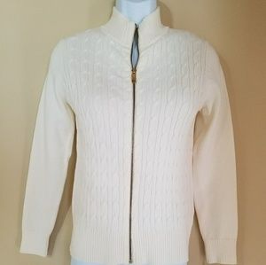 Charter Club Zip-up Mock Neck  Cardigan Petite Lg. NWT